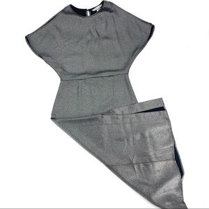 H&M Silver Metallic Shimmer Cold Shoulder Dress